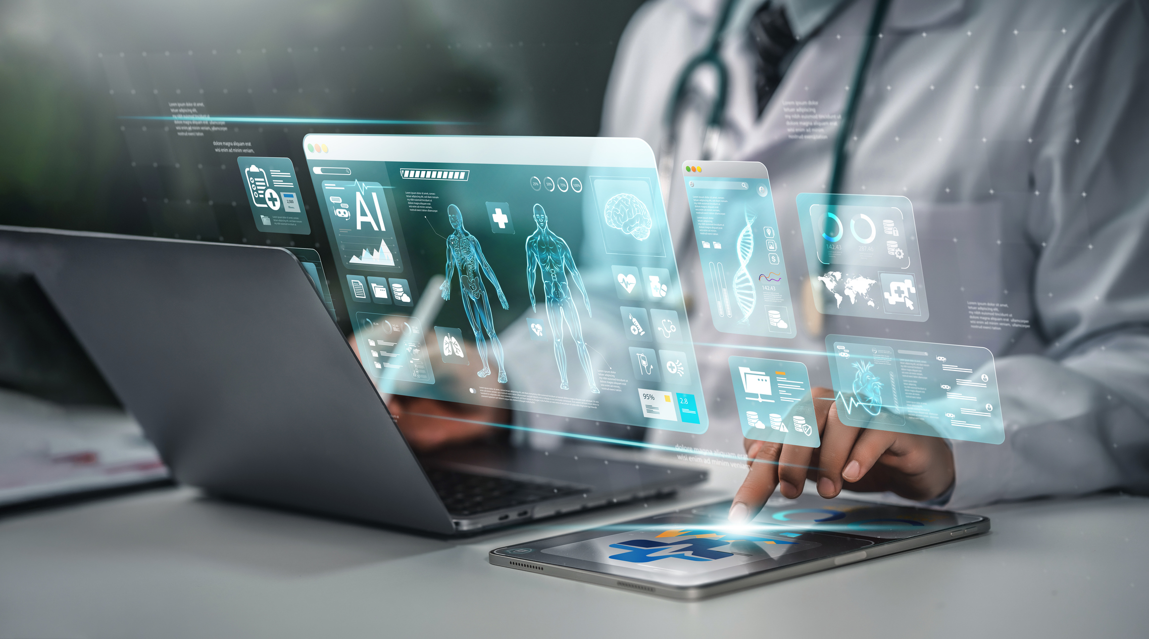 Medizinische Benutzeroberfläche mit Patientenvisualisierung